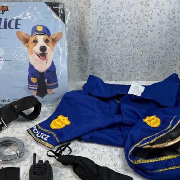 NEW Dog L Police Pet Costume Shirt Hat Handcuffs Walkie Talkie Pouch Belt - Picture 4 of 8